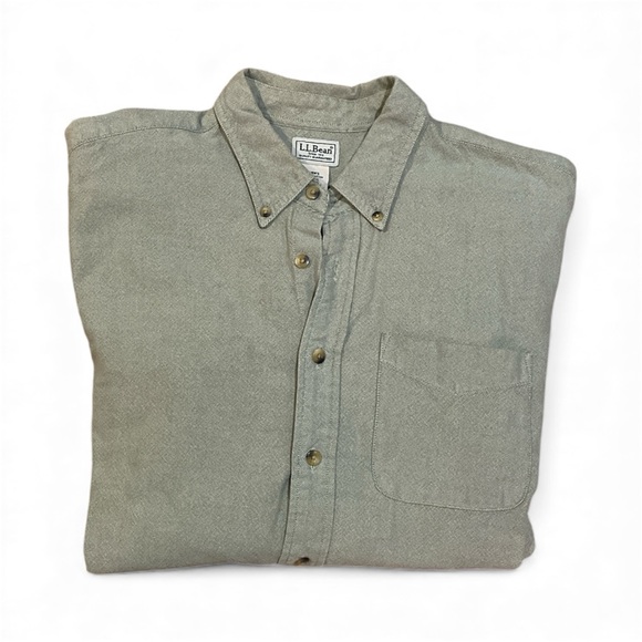 L.L. Bean Other - L.L. Bean Men’s Large Khaki Green Thick Warm Classic Flannel Outdoor Button-Up